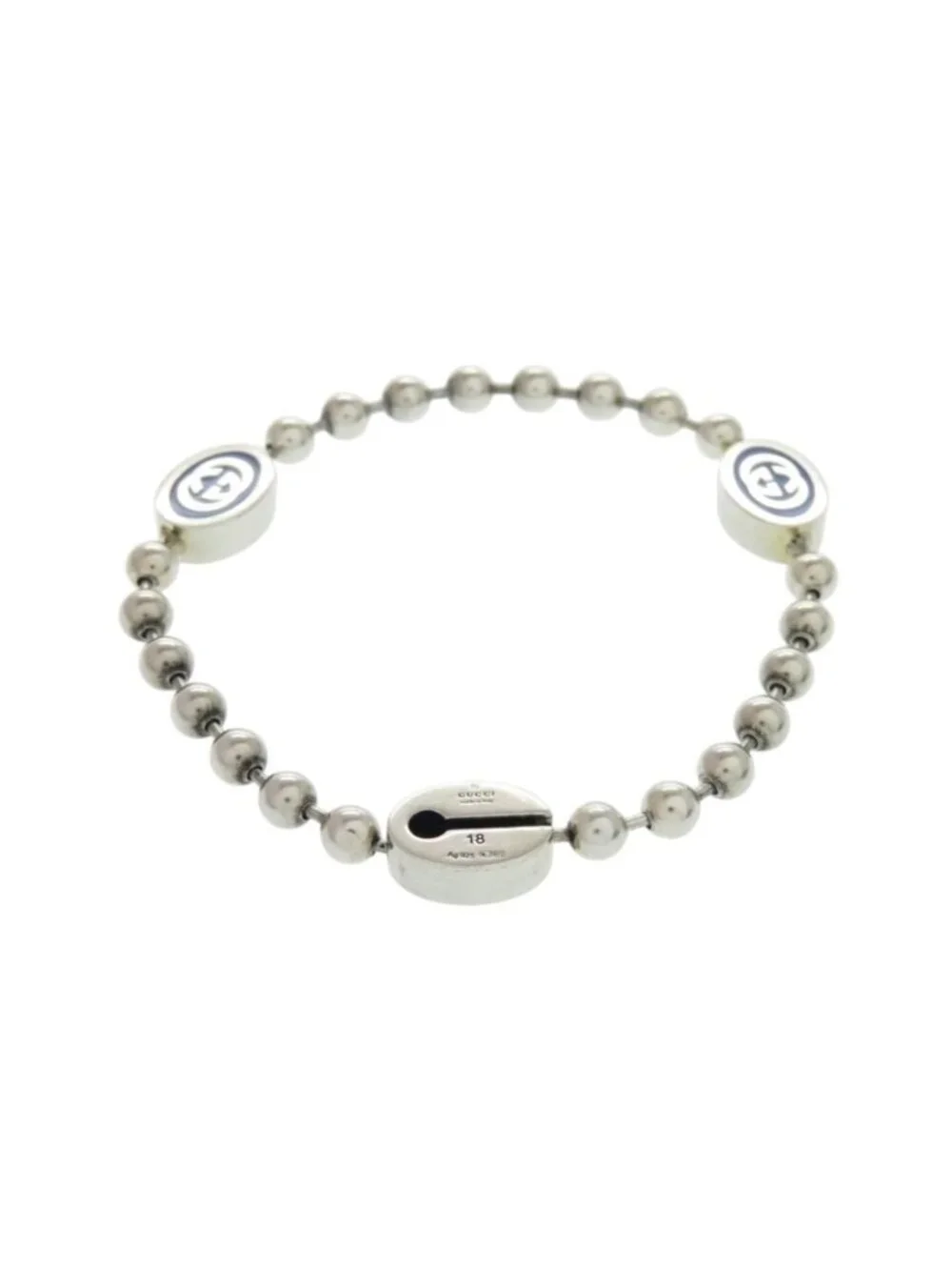 Gucci Ball Chain Bracelet Interlocking 925 Sterling Silver